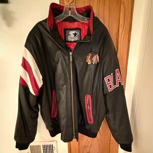Vintage Starter Chicago Blackhawks Leather Jacket ~ XL